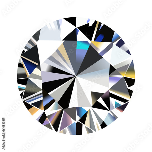 Shiny diamond isolated on white background. Vector illustration