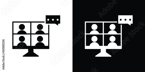 Online meeting icon vector illustration glyph style designs for web.
