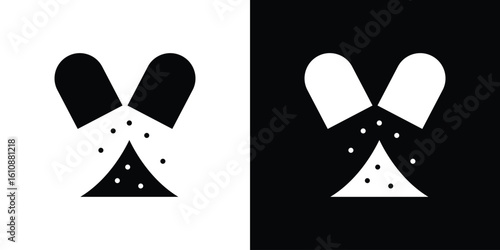Open Capsule Pill icon vector illustration glyph style designs for web.