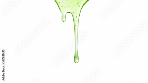 Close up drop aloe vera gel isolated on white background. 4k animation video.