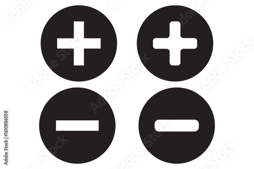 plus, minus icon line red, green vector design