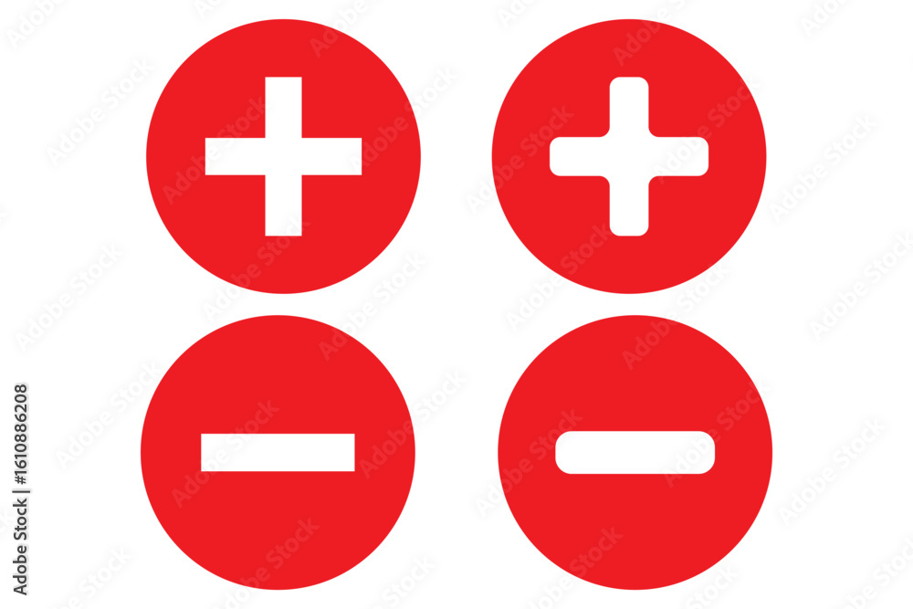 plus, minus icon line red, green vector design plus, minus icon line red, green vector design