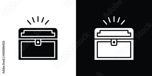 Treasure chest icon vector illustration glyph style designs for web.