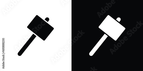 Wooden mallet icon vector illustration glyph style designs for web.