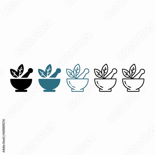 mortar, pestle, herbal, icon, natural, medicine, wellness, leaves, bowl, remedy, organic, alternative, therapy, healing, healthcare, outline, vector, graphic, illustration, green, minimal, plant, apot