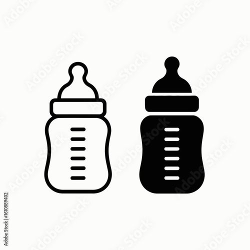 baby, bottle, icon, vector, feeding, infant, milk, formula, newborn, care, parenting, child, toddler, babycare, silhouette, outline, black, white, nipple, container, nutrition, motherhood, childcare, 
