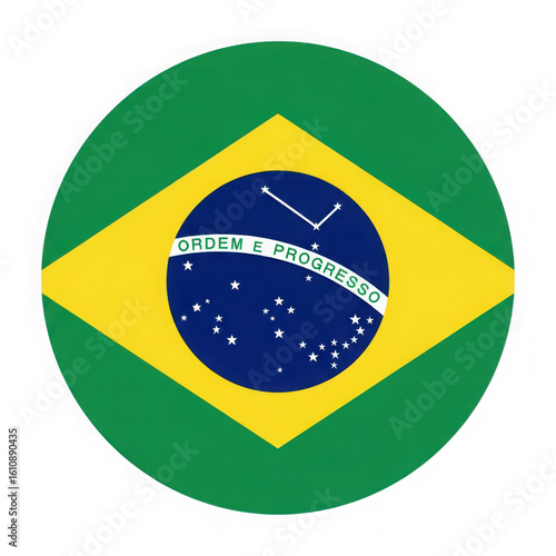 Brazil flag emblem in circle shape isolated on transparent background