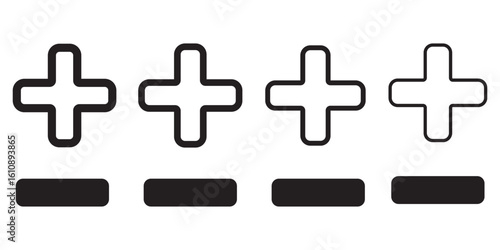 Plus and minus sign set. Vector illustration
