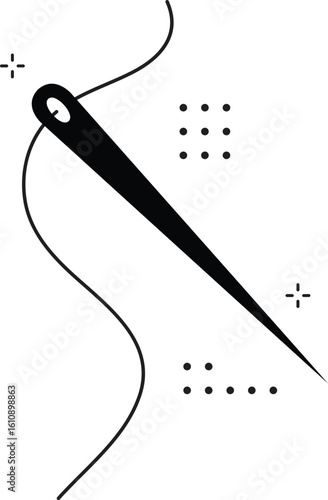 Sewing Needle With A Piece Of Thread Design