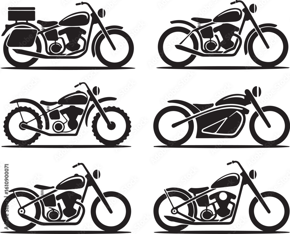 Naklejka premium Biker Bundle with Classic Motorbikes