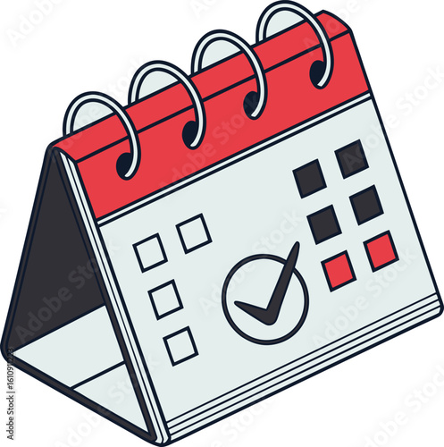 Modern flat vector icon of calendar with event mark 