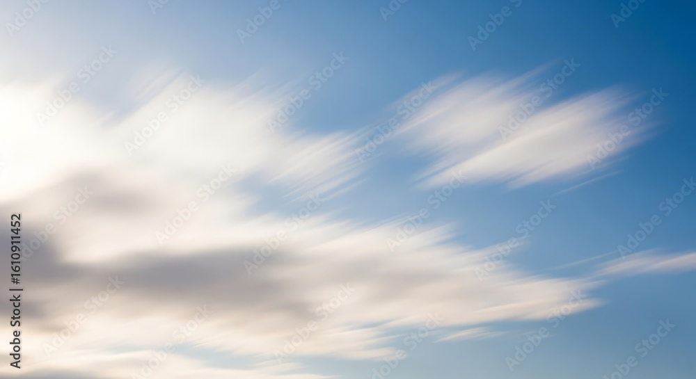 Obraz premium Abstract motion blur of white clouds against a bright blue sky