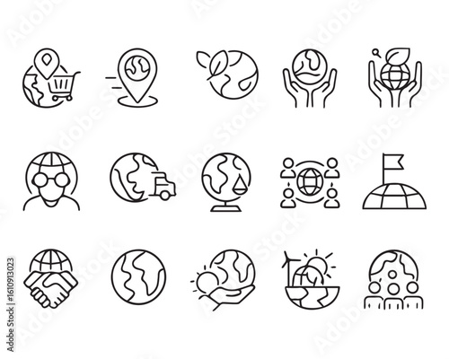 Set of line icons related to governance, management, gov. Outline icon collection