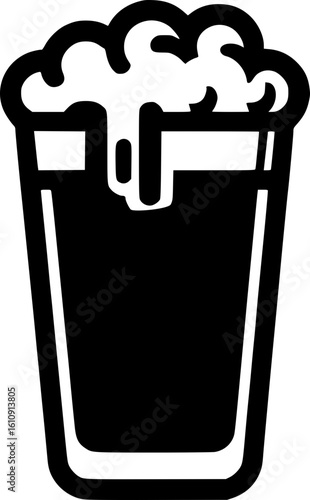 Minimalist black and white icon of a beer mug with foam, clean lines and modern style, ideal for drink logos, stickers, or digital use.