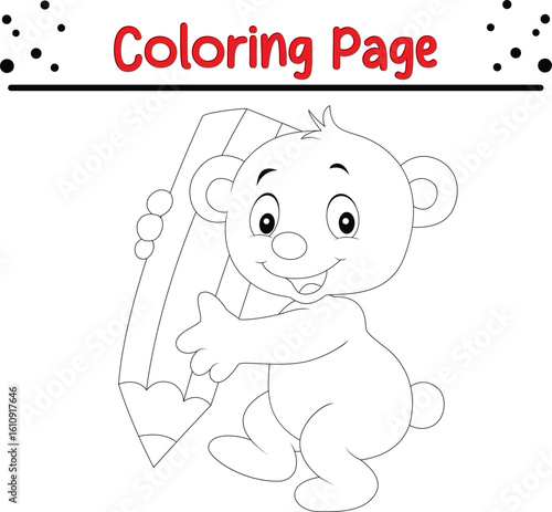 Cute bear Coloring Page. Jungle animal coloring book for page kids