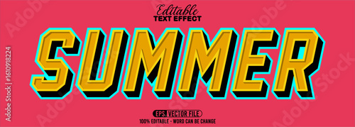 Editable text style effect - Summer text retro style theme