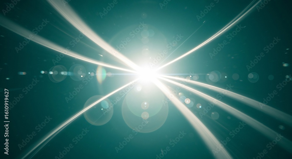 Obraz premium Teal Light Rays Burst: A Digital Abstract Artwork