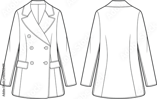 Vector illustration of a woman’s coat and jacket on a mannequin