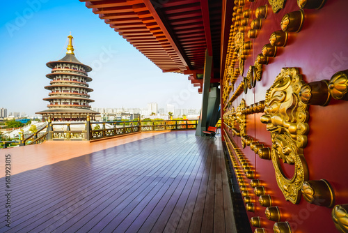 View of the recreated palace called Ming and Tang palace in Luoyang, China.