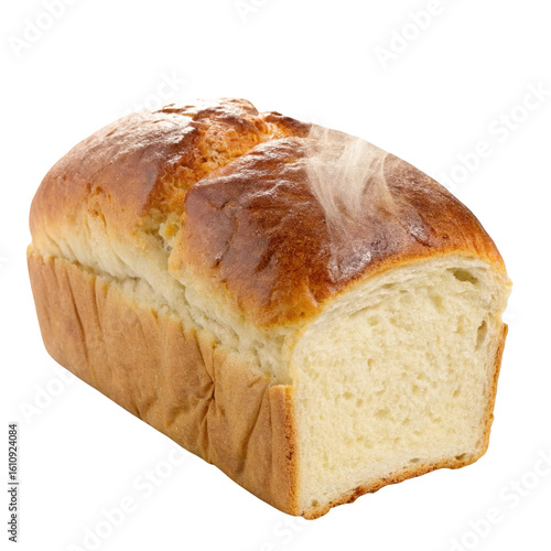 Freshly baked whole wheat bread loaf isolated on a white background