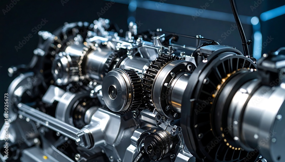 Close-up of a powerful, intricate engine's internal components Close-up of a powerful, intricate engine's internal components