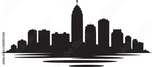 Luanda Skyline Silhouette Skyscrapers Atlantic Coast Angolan Capital Vector in Black