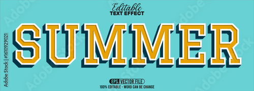 Editable text style effect - Summer text retro style theme