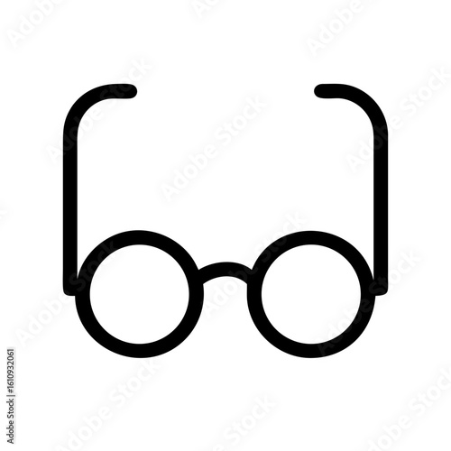 Simple reading glasses design on clean white background. Minimalist reading glasses drawing for eyesight correction and vision care. Reading glasses icon for websites, educational resources.