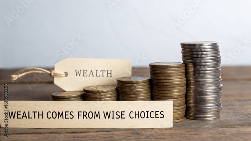 Wallpaper Mural Financial Growth, Wealth Concept, Business Setting, Photo, Indoor, Close-Up, Wise Choices Lead to Success Torontodigital.ca