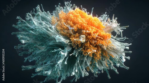 Highly Detailed 3D Rendering of a Human T Cell Under Microscope