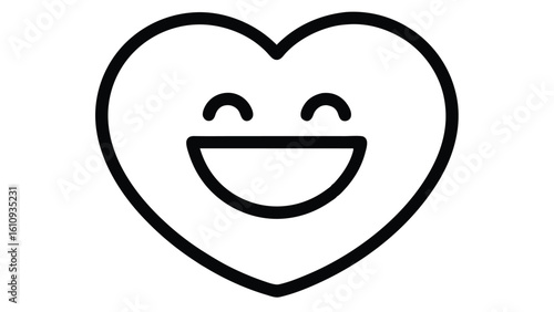 A simple line drawing symbol for love, joy, positive emotions, and cheerful feelings. Isolated illustration on a white background.