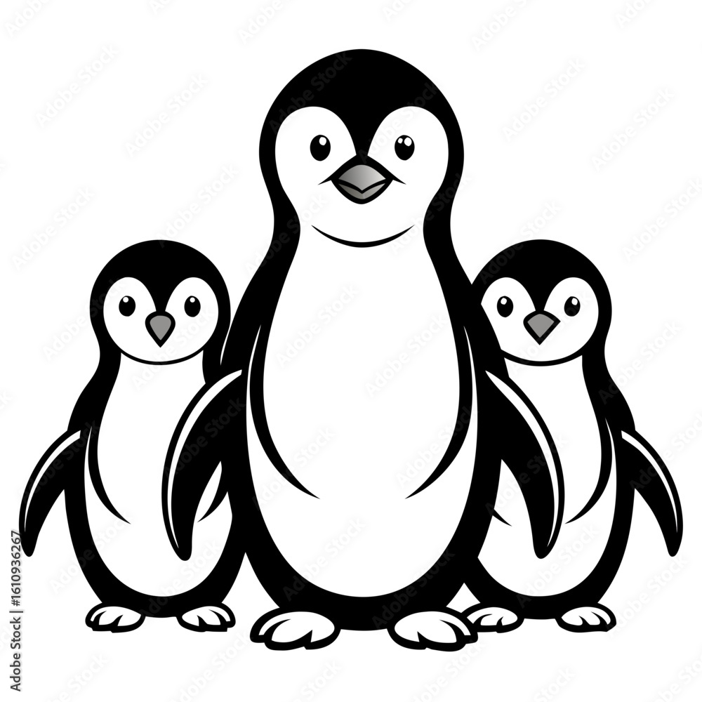 Naklejka premium penguin family vector illustration