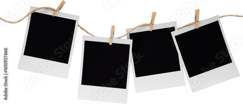 Wallpaper Mural Aesthetic Blank Polaroids Hanging On A Rope Torontodigital.ca
