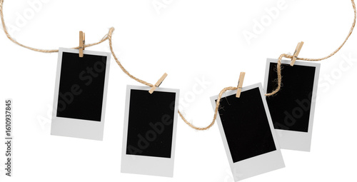 Wallpaper Mural Aesthetic Blank Polaroids Hanging On A Rope Torontodigital.ca