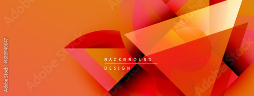 Abstract geometric shapes, vibrant orange hues, dynamic composition. Modern design elements create visual interest.