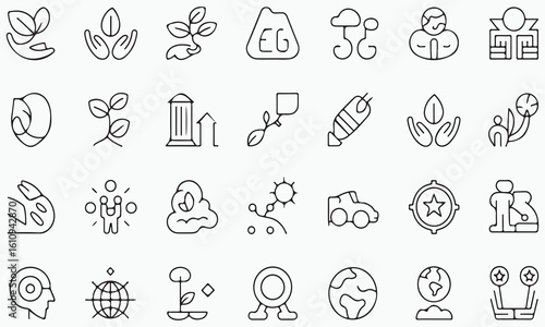 Diverse Icons Representing Growth Sustainability And Technology