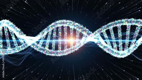Glowing DNA Helix in Dark Space: Abstract Science Background