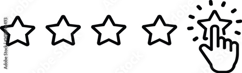 hand five stars rating line symbol feedback five stars human hands put rating 5 star . classification and user feedback concept five stars quality rating icon stock vector