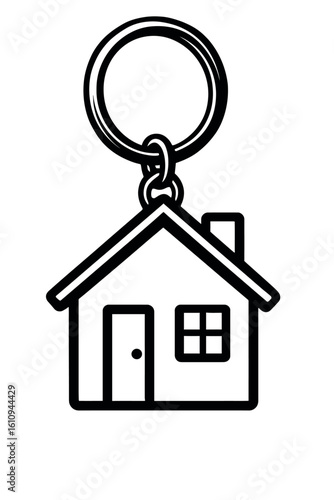 Charming House Key Fob Design - Symbolizing Home Ownership and Real Estate