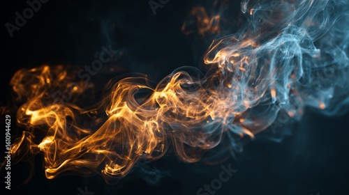 Colorful smoke swirling in the dark background creating a mesmerizing visual effect during a creative art session