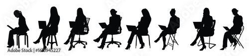 silhouette of a woman entrepreneur working remotely.