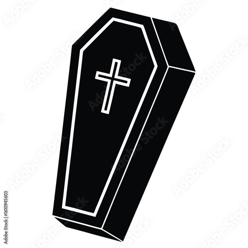 coffin with cross vector icon