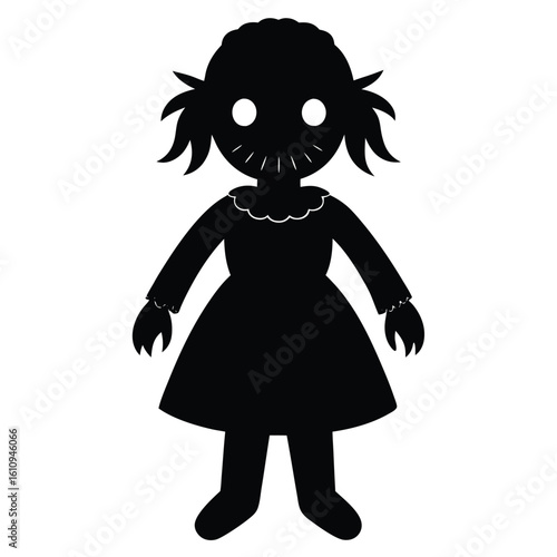 cursed doll silhouette vector icon