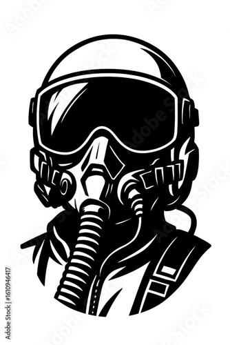Intense Fighter Pilot in Helmet and Oxygen Mask - Aviation and Military