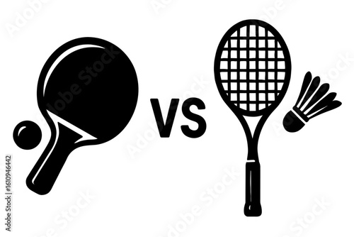 black ping pong vs badminton sports clip art preview