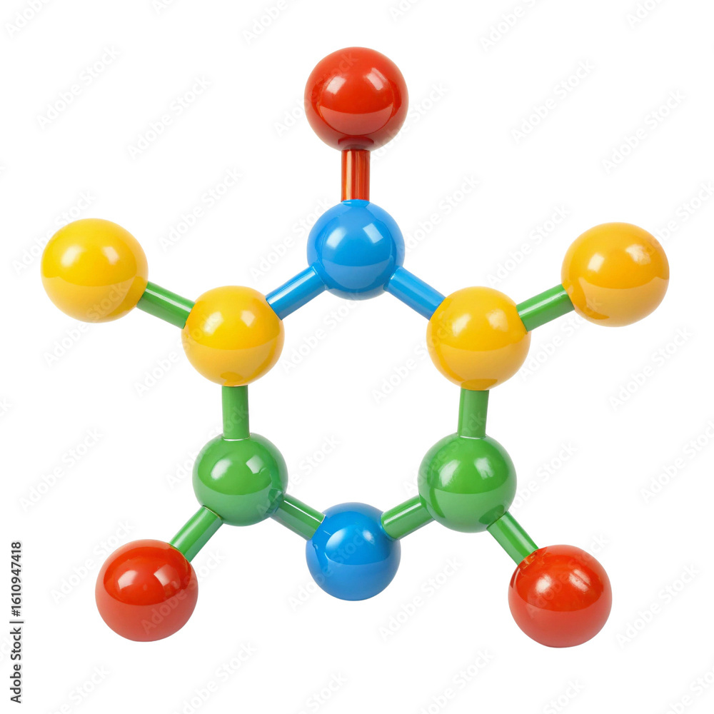 Obraz premium Colorful molecular model with connecting atoms.