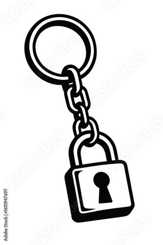 Compact Padlock Keychain Illustration - Symbol of Security and Access