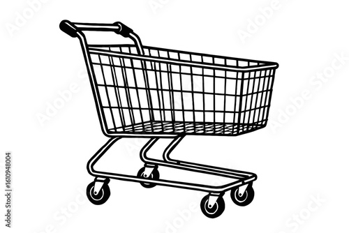 Classic Shopping Cart Illustration - Retail and Consumerism Symbol