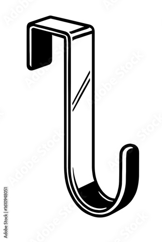 Simple Over-Door Hook Vector Illustration - Practical Home Organization Solution