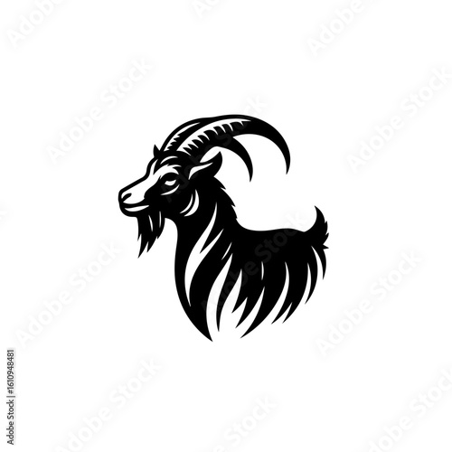 Wallpaper Mural A stylized black goat with large horns and a beard Torontodigital.ca